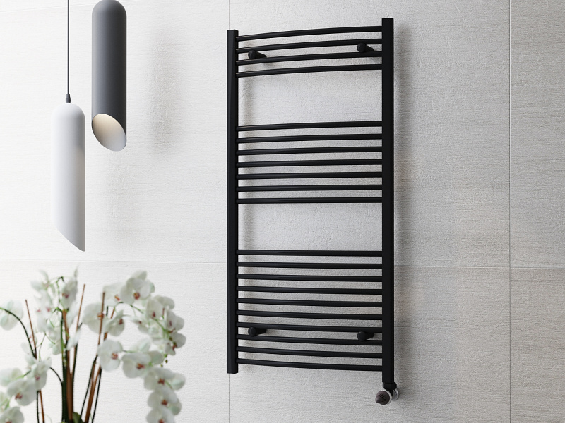 Törölközőszárító radiátor 120cm * 50cm Íves, fekete